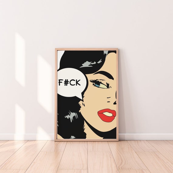Comic Girl Art Print, Graphic Poster, Maximalist Decor