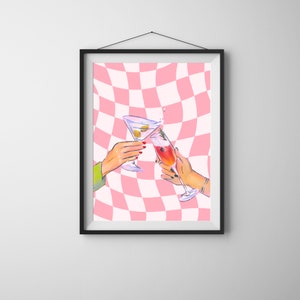 Funky Bar Cart Art | Funky Wall Print | Cheers Wall Print | Preppy Wall Decor