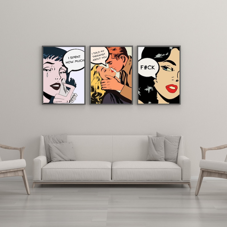 Comic Girl Art Print, Graphic Poster, Maximalist Decor image 5