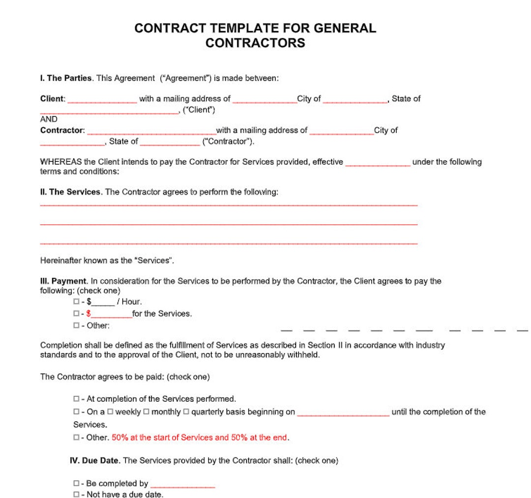 General Contract Template Download Document Editable Document Etsy General Contract Template Download Document Editable Document Etsy