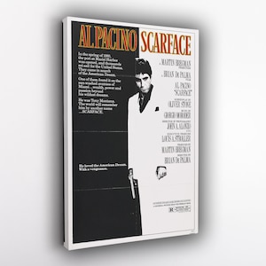 Scarface Poster, Al Pacino Movie Art, Vintage Gangster Film Canvas, Crime Drama Print, Classic Mafia Wall Decor