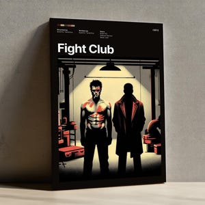 Plakat artystyczny „Fight Club”: minimalistyczny plakat filmowy, mroczny wystrój