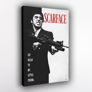 Scarface Poster, Al Pacino Movie Art, Vintage Gangster Film Canvas, Crime Drama Print, Classic Mafia Wall Decor