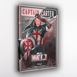Poster del film Marvel Captain Carter What if, arte murale, decorazione murale, stampa su tela, decorazione della stanza, decorazione della casa, poster del film come regalo