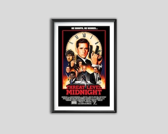 Threat Level Midnight Poster, The Office Michael Scott Art, Funny Sitcom Wall Decor, Mock Action Movie Print