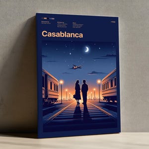 Casablanca Movie Poster: 1940s Film Decor, Romantic Wall Art