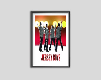 Póster musical de Jersey Boys: lienzo enmarcado o estirado.