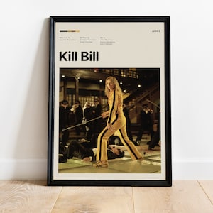 Kill Bill Poster, Tarantino Movie Canvas, Minimalist Sword Scene Art, Cult Action Film Wall Decor