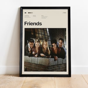 Friends Poster, Sitcom TV Show Art, Central Perk Scene Canvas, Minimal Wall Decor, 90s Comedy Print