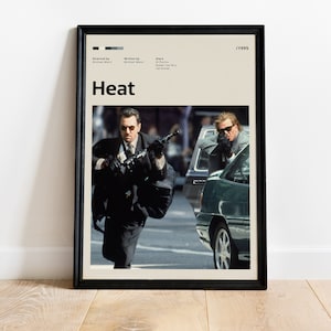 Heat Poster, De Niro and Pacino Face-Off Print, Crime Thriller Film Art, 90s Action Wall Decor