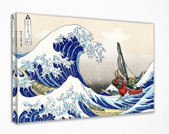 神奈川沖浪裏 ポスター版画、葛飾北斎 1820年代 1830年代 日本の木版画