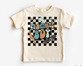 Mama's Boy Toddler Shirt - Cute Retro Skater Shirt - Natural Toddler Tee
