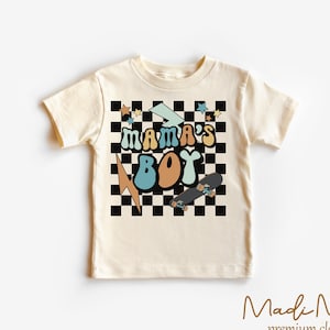 Mama's Boy Toddler Shirt - Cute Retro Skater Shirt - Natural Toddler Tee