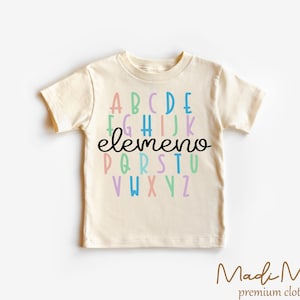 ABC elemeno Alphabet School Shirt - Cute Kids Shirt - Natural Toddler Tee