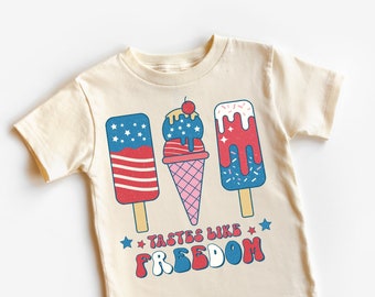 Independence Day Kids Shirt - Taste Like Freedom Toddler Tee -  4th Of July Kids Shirt - Ice Cream Shirt