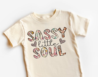 Sassy Little Soul Boho Girls Retro Shirt - Girls Boho Kids Shirt - Natural Toddler Tee - Kids Shirt