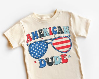 American Dude Kids Shirt - 4th Of July Shirt -  Boys Fourth Of July Shirt - Kids July 4th Tee - Independence Day Shirt - Kids T-Shirt