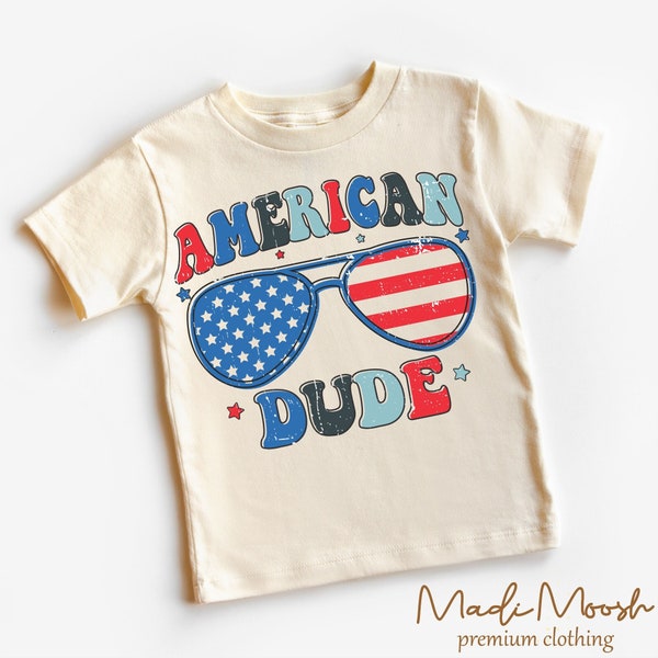 American Dude Kids Shirt - 4th Of July Shirt -  Boys Fourth Of July Shirt - Kids July 4th Tee - Independence Day Shirt - Kids T-Shirt