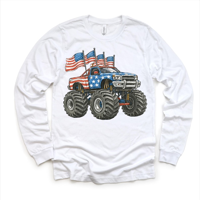 4th Of July Monster Truck T-Shirt - All American Flag Tee imagem 4