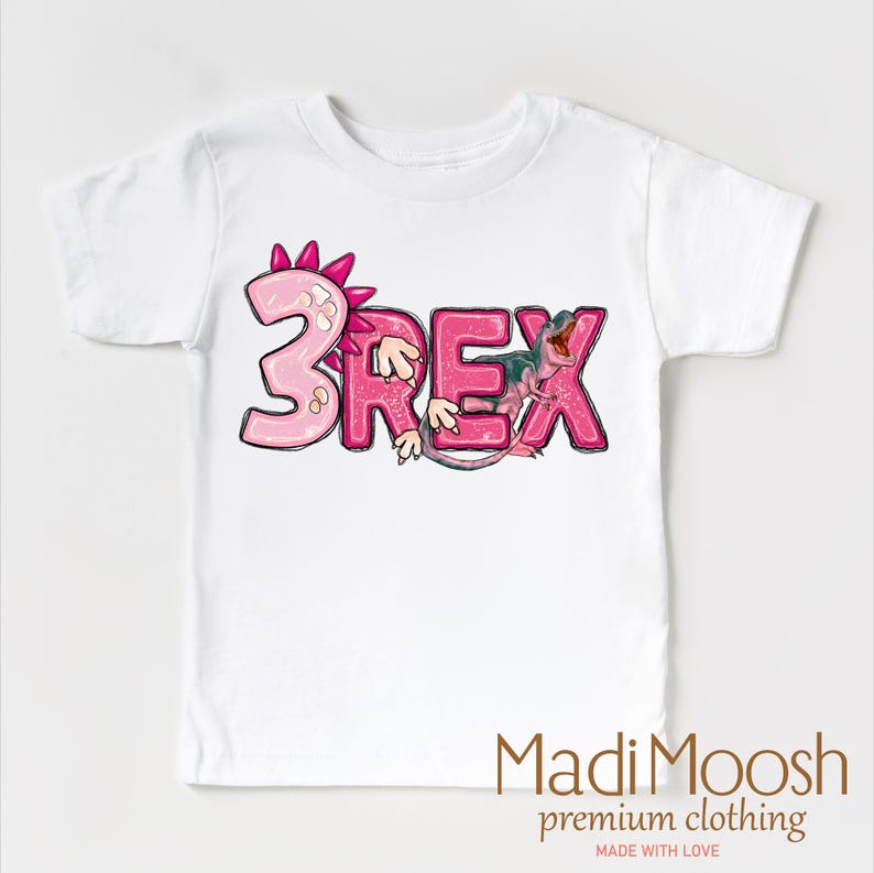 Personalized Three Rex Dinosaur Girls Birthday Shirt - Girls Dinosaur ...