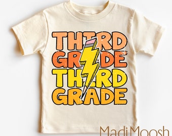 Third Grade Retro School Shirt - Lightning Bolt School Toddler Tee -  3rd Grade Back To School Kids Shirt