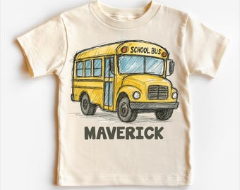 Retro Yellow School Bus Personalized Shirt, Toddler, Kids T-Shirt, Sweatshirt, Long Sleeve Tee