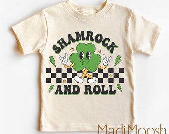 Shamrock And Roll St Patrick's Day Toddler Shirt -St Patrick's Day Kids Shirt - Natural Toddler Tee