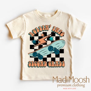 Rollin Into Second Grade Back To School Shirt - 1st Day Of School Toddler Tee - Skateboard Back To School Kids Shirt