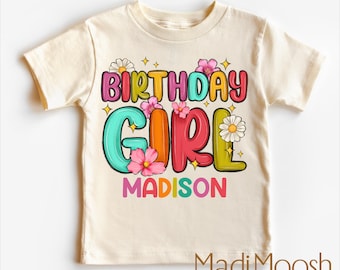 Personalized Birthday Girl Flower Shirt - Hawaii Birthday Girl Tee - Summer Girls Birthday Kids Shirt - Kids Shirt