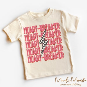 Heart Breaker Valentine Kids Shirt - Retro Valentine's Day Toddler Tee - Natural Kids Shirt