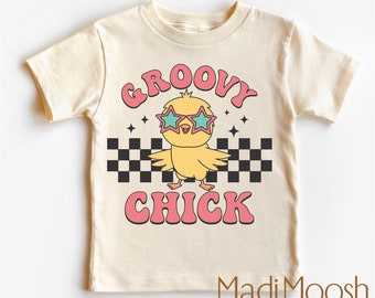 Groovy Chick Easter Toddler Shirt -Kids Easter Shirt - Easter Chicken Natural Toddler Tee