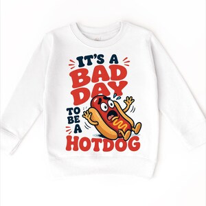 Bad Day Hotdog Shirt, Funny Kids Tee, Toddler Summer Outfit, Cute Food Graphic Top, Boys BBQ Party Shirt bild 6