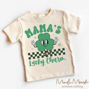 Mama's Lucky Charm Kids Shirt - St Patrick's Day Toddler Tee - Natural Kids Shirt