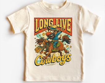 Long Live Cowboys Kids Tee: Funny Western Rodeo Graphic Shirt