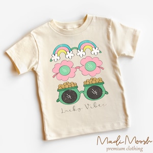 Lucky Vibes Kids St Patrick's Day Shirt - St Patrick Toddler Tee - Natural Kids Shirt