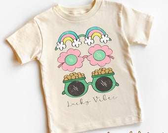 Lucky Vibes Kids St Patrick's Day Shirt - St Patrick Toddler Tee - Natural Kids Shirt