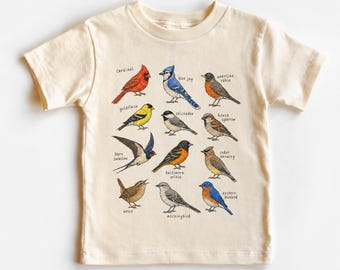 Names Of Birds Graphic Tee, Educational Bird Species Shirt, Cardinal Blue Jay Robin Nature Lover Tee