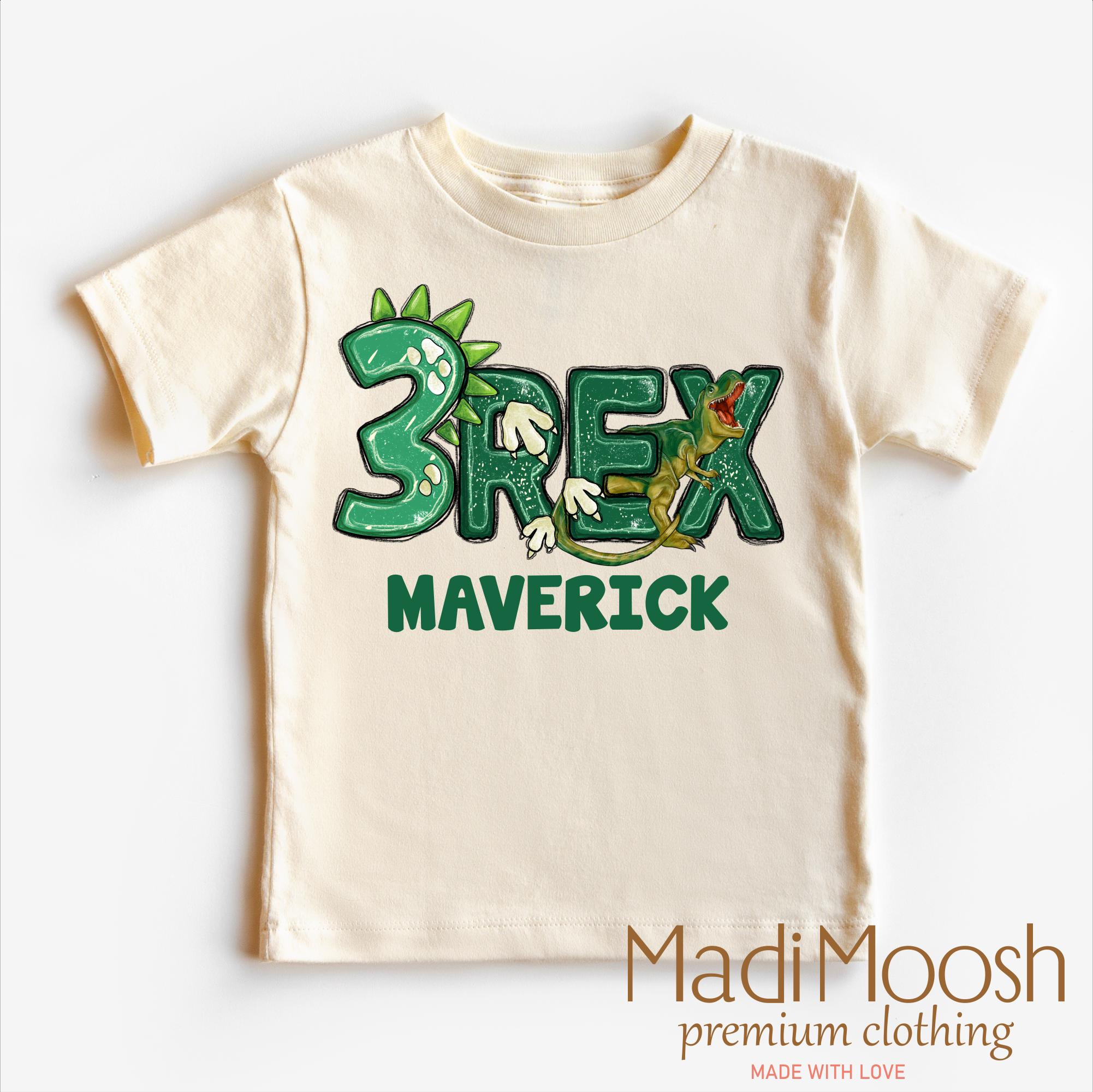 Personalized 3 Rex Dinosaur Birthday Shirt - Boys Dinosaur Birthday Theme Party Tee - T Rex Birthday Shirt - Boys 3rd Birthday Tee