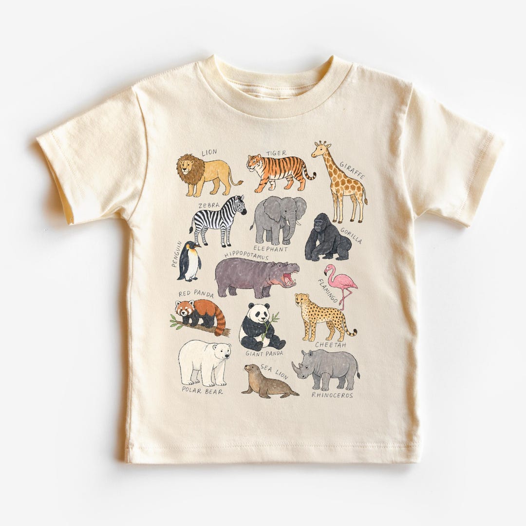 Kids Zoo Animal Shirt, Safari Animal Graphic Tee, Educational Animal T-Shirt for Boys and 