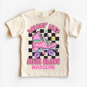 Personalized Rollin Into 5th Grade Back To School Roller Skate Shirt - 5th Grade Skating Toddler Tee - Roller Skate School Kids Shirt