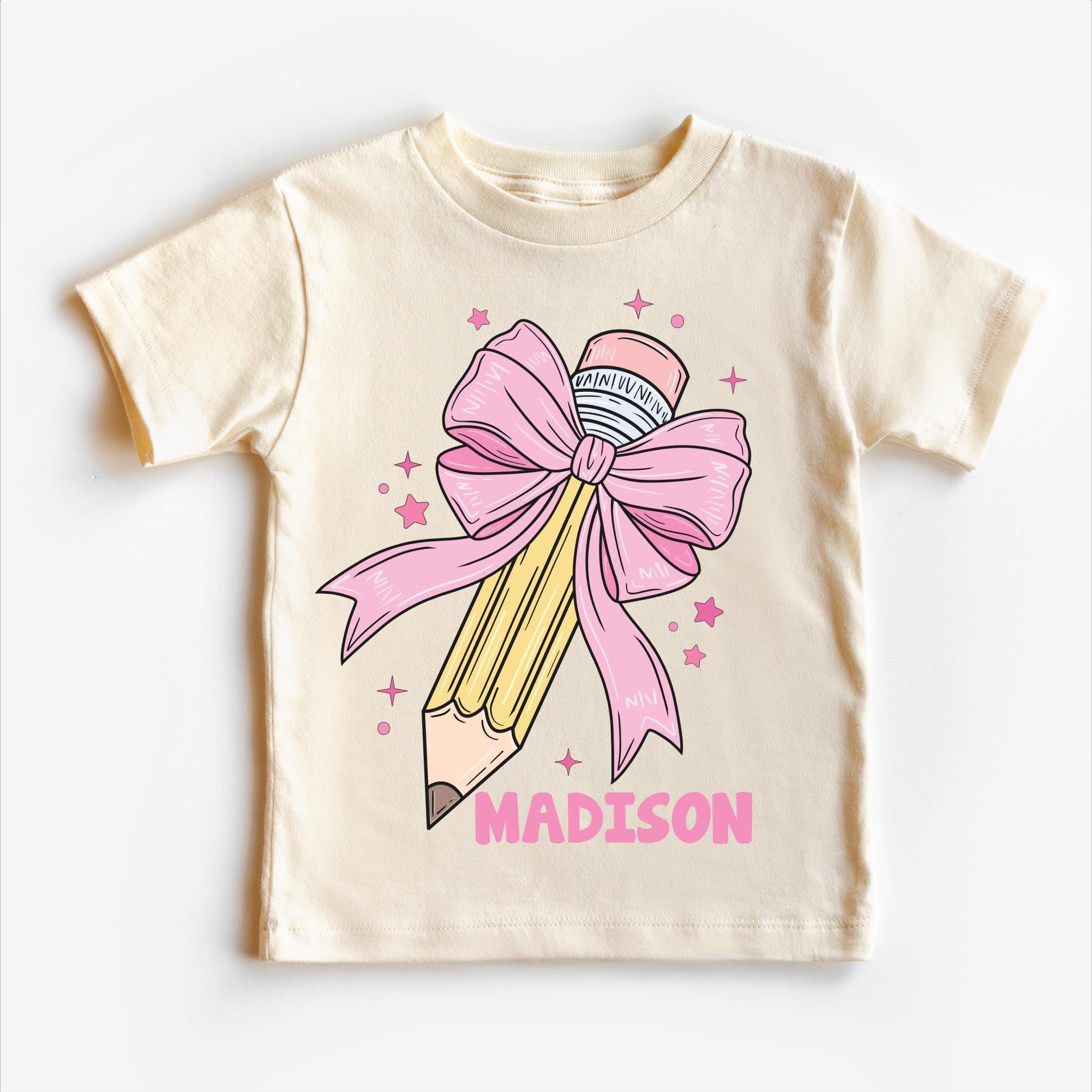 Personalized Back To School Cute Pencil Shirt - Pencil And Bow School Shirt - Cute Girls School Shirt - First Day Of School Shirt