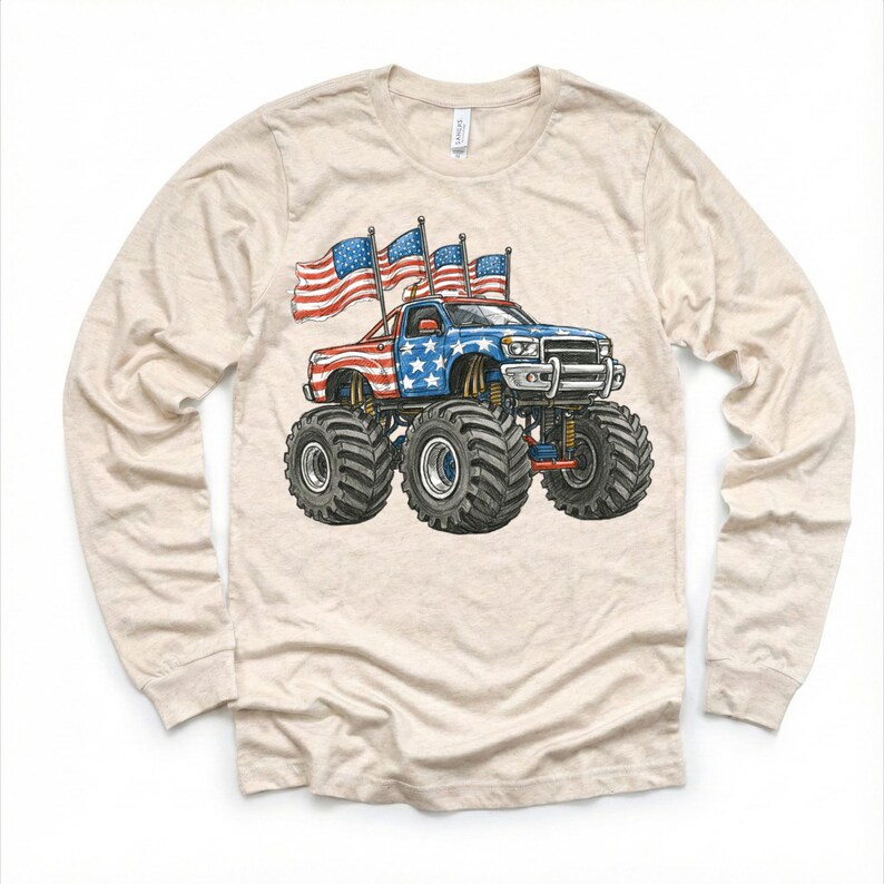 4th Of July Monster Truck T-Shirt - All American Flag Tee imagem 5
