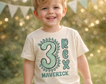 Personalized Three Rex Dinosaur 3rd Birthday Shirt - Boys Dinosaur Birthday Tee - T Rex Birthday Shirt - 3rd Birthday Tee - Kids Shirt