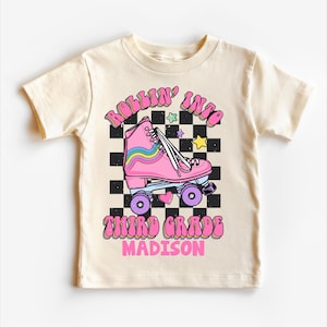 Personalized Rollin Into 3rd Grade School Shirt - 3rd Grade Skating Toddler Tee - Roller Skate School Kids Shirt