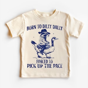 Born To Dilly Dally Retro Racoon Goose Shirt: Funny Graphic Tee