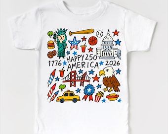 America's 250th 4th Of July Anniversary Shirt | 1776–2026 Patriotic Tee | USA America Flag T-Shirt | July 4 Kids Outfit
