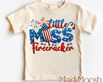 Little Miss Firecracker 4th Of July Shirt - 4th Of July Tee - Americans Birthday Kids Shirt - Fourth Of July Kids Shirt