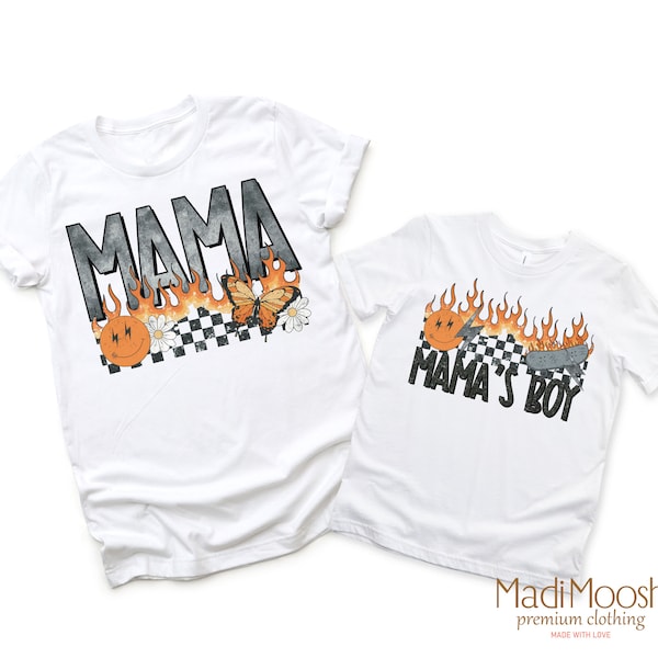 Matching Mama's Boy and Mama Shirts - Cute Mom And Son Shirts - Rocker Mom and Son Tee