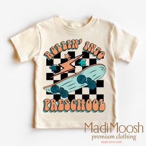 Rollin Into Preschool Kids Shirt - 1st Day Of School Toddler Tee - Skateboard School Kids Shirt