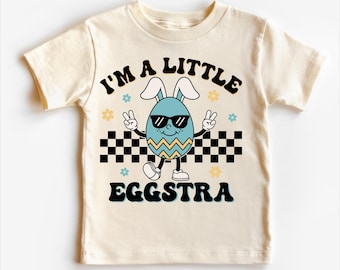Boys I'm A Little Eggstra Easter Shirt | Boys Easter Egg Tee | Easter Bunny Shirt